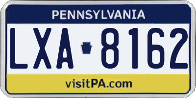 PA license plate LXA8162