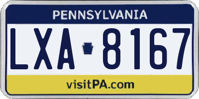 PA license plate LXA8167