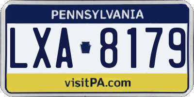 PA license plate LXA8179