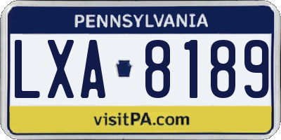 PA license plate LXA8189