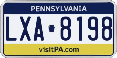 PA license plate LXA8198