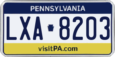 PA license plate LXA8203