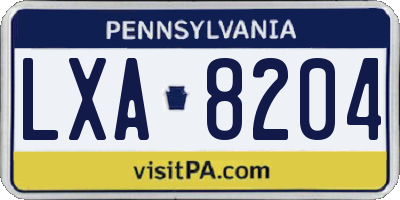 PA license plate LXA8204