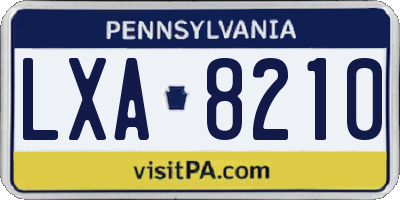 PA license plate LXA8210