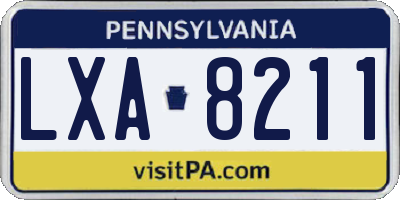 PA license plate LXA8211