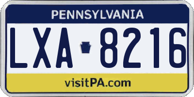 PA license plate LXA8216
