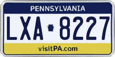 PA license plate LXA8227
