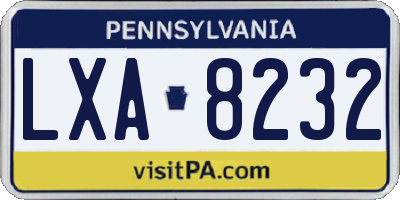 PA license plate LXA8232