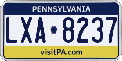 PA license plate LXA8237