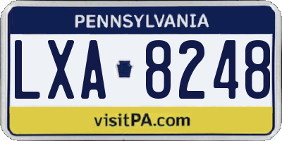 PA license plate LXA8248