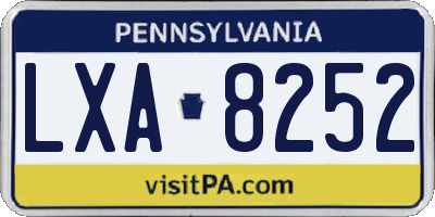 PA license plate LXA8252