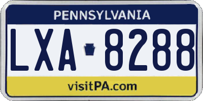 PA license plate LXA8288