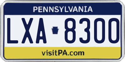 PA license plate LXA8300