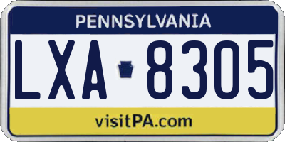 PA license plate LXA8305