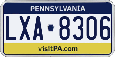 PA license plate LXA8306