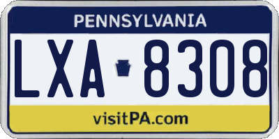 PA license plate LXA8308