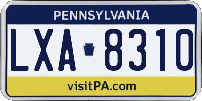 PA license plate LXA8310
