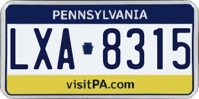 PA license plate LXA8315