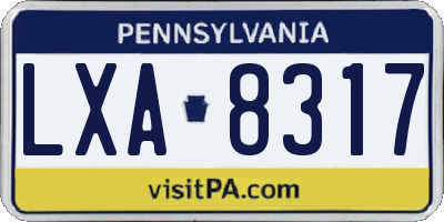 PA license plate LXA8317