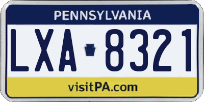 PA license plate LXA8321