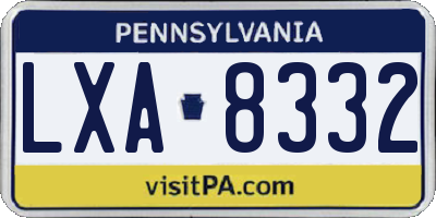 PA license plate LXA8332