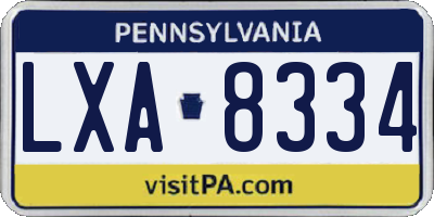PA license plate LXA8334