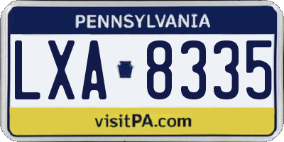 PA license plate LXA8335