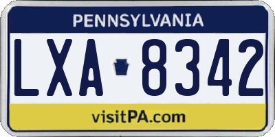 PA license plate LXA8342