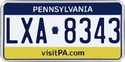 PA license plate LXA8343