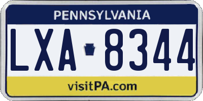 PA license plate LXA8344