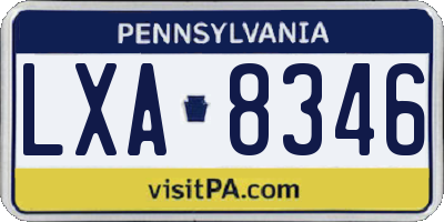 PA license plate LXA8346