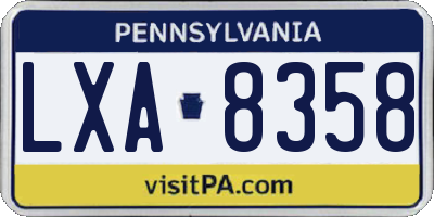 PA license plate LXA8358