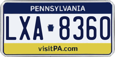PA license plate LXA8360