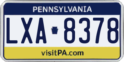 PA license plate LXA8378