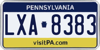 PA license plate LXA8383