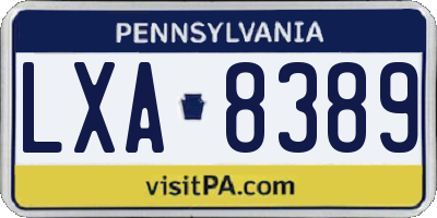 PA license plate LXA8389