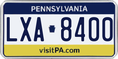 PA license plate LXA8400