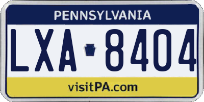 PA license plate LXA8404