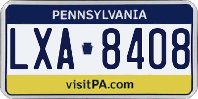PA license plate LXA8408