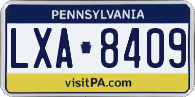 PA license plate LXA8409