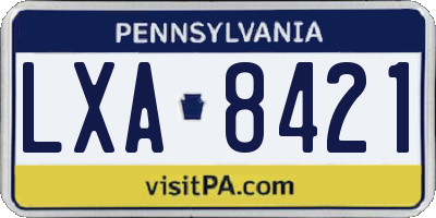PA license plate LXA8421