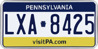 PA license plate LXA8425