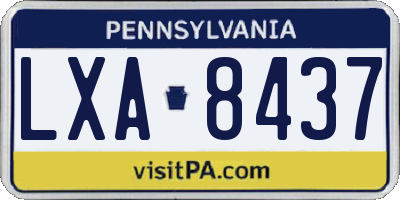 PA license plate LXA8437