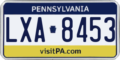 PA license plate LXA8453