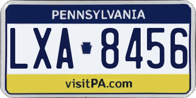 PA license plate LXA8456