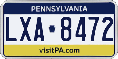 PA license plate LXA8472