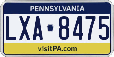 PA license plate LXA8475