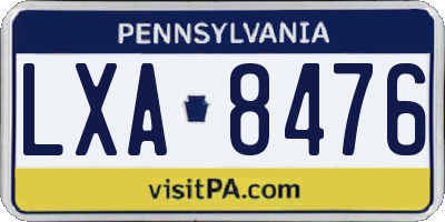 PA license plate LXA8476