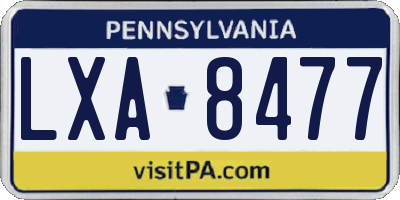PA license plate LXA8477
