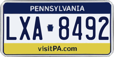 PA license plate LXA8492